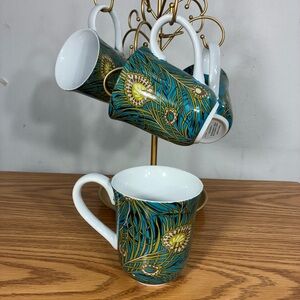 Liberty of LondonPeacock Feather Design Mugs - Set of 4